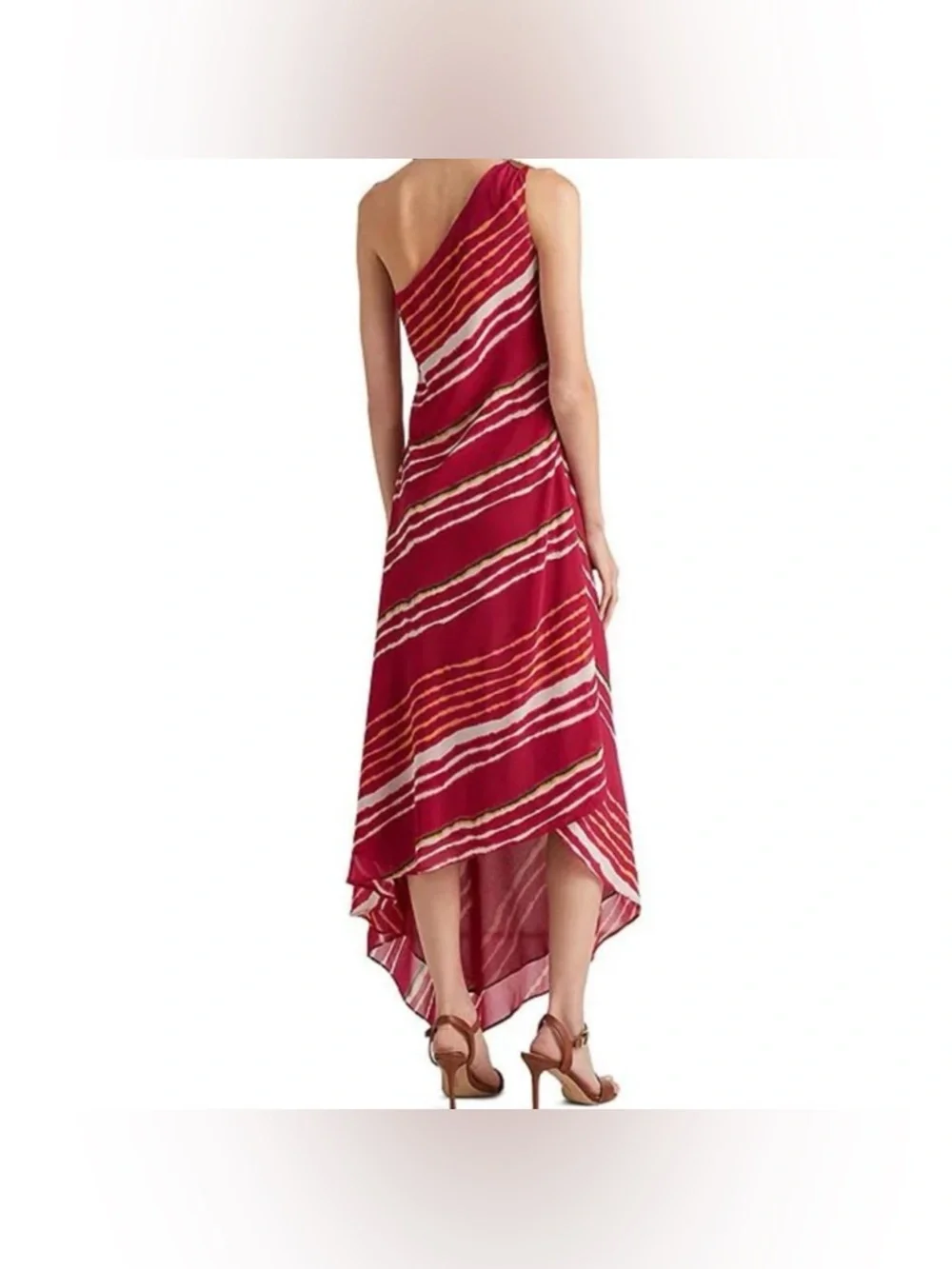 LAUREN RALPH LAUREN Striped One-Shoulder NWT Crinkle Georgette Dress - Picture 11 of 11